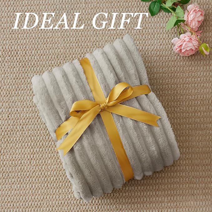 BEDELITE Ribbed Fleece Throw Blanket for Couch, Light Grey, 50"x70" | Ultra-Soft Plush Fleece, Warm Yet Lightweight, Ribbed Texture, Home Decor, Machine Washable, Giftable, All-Season Use