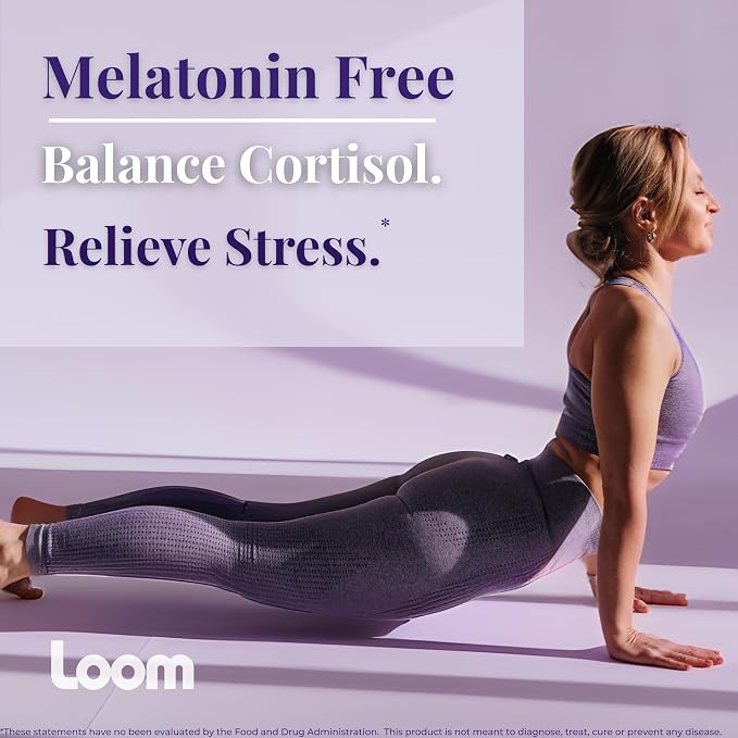 Loom Cortisol Support & Sleep Drink Mix | Ashwagandha KSM-66, Magnesium Glycinate, L-Theanine & Vitamin D3 | Stress Relief & Relaxation Powder (20 Servings)