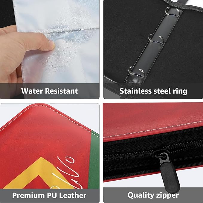 HBK Soccer Card Binder, PU Leather Collectible Trading Card Albums with 50 Sleeves, Soccer Gift for Cards Collectors (CR7, 400 Pockets)