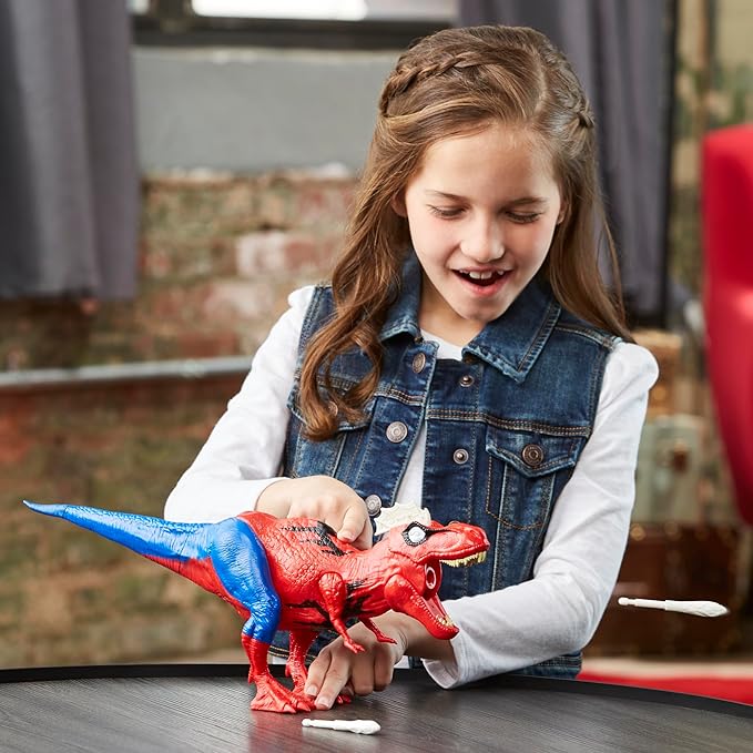 Spider-Man Marvel Web Chompin' Spider-Rex 16-Inch Action Figure with Sounds and Dino Blast Action, Superhero Toys for Kids Ages 4 and Up