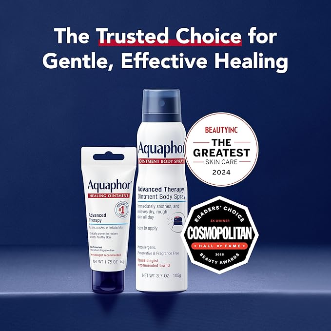 Aquaphor Healing Ointment Advanced Therapy Skin Protectant Skin Care Set, Body Moisturizer for Dry Skin, Minor Cuts and Burns, Dry Cuticles, Cracked Heels, Hands and Lips, 14 Oz Jar + 1.75 Oz Tube