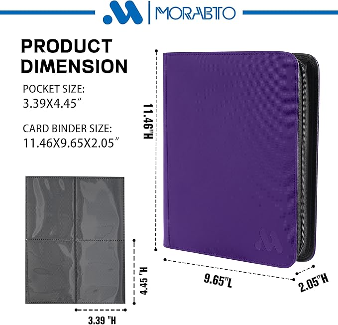 Top Loader Binder, Holds 128 Top Loaders,4 Pocket Top Loader Binders for 3" x 4" Rigid Cards,Card Album Folder for Hard Plastic Top Loaders