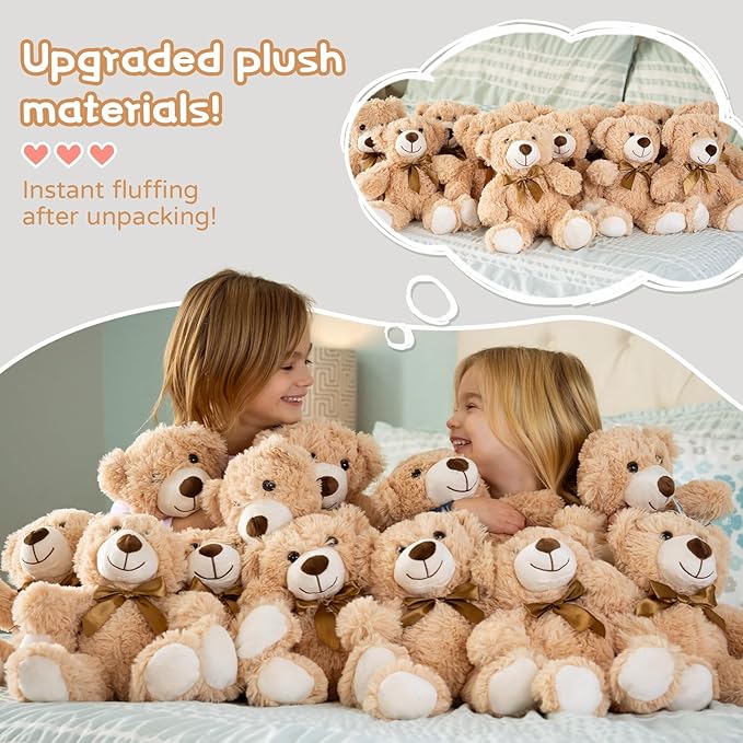 MaoGoLan 10 Pack Teddy Bears in Bulk 14 inch Stuffed Animals Set for Kids Small Stuffed Bears Bundle Teddy Bear for Wholesale, Baby Shower Decorations Christmas (Machine Washable)