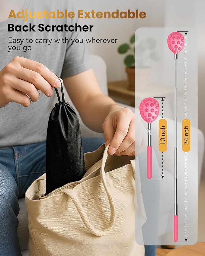 Telescoping Back Scratcher with 5 Detachable Heads, Dad Gifts for Men and Women, Practical Gifts for Father, Dad, Adults with Gift Box
