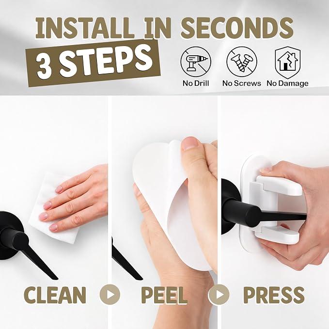 Door Lever Lock (4 Pack) Stop Toddler from Opening Doors - Easy to Open for Adults - Baby Child Toddlers Safety - No Tools Install - with 8 Bonus Pinch Guard
