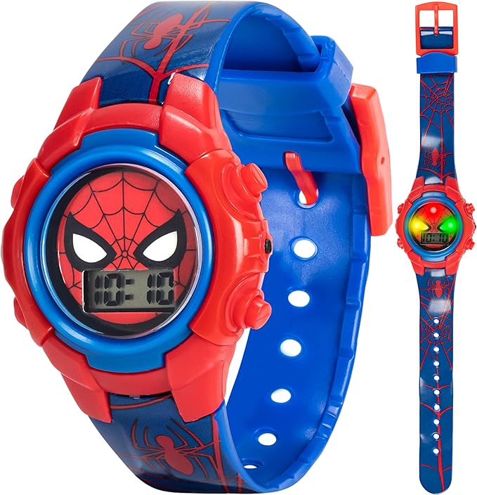 Marvel Spider-Man Kids Watches – Digital Display, Interactive Features, Adjustable Strap, Vibrant Spider-Man Graphics, Durable for Active Kids