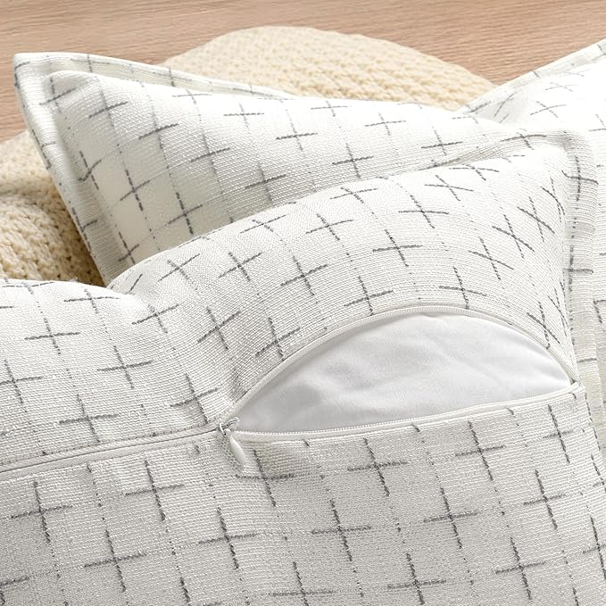 Pillow Covers 26x26 Set of 2 Soft Polyester Textured Pillow Covers with Stylish Flange Edge Cozy Farmhouse Throw Pillows for Couch Bed Sofa Living Room