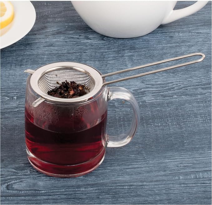 HIC Kitchen Double-Ear Conical Tea Strainer, 18/8 Stainless Steel, 3-Inch, For Straining Brewed Loose Leaf Tea And Mulled Beverages