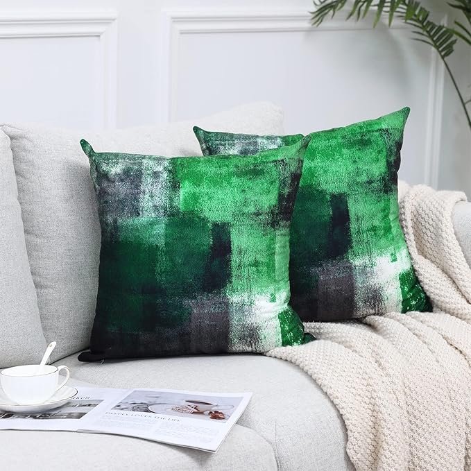 Throw Pillow Covers for Couch, 18x18 Inch, 2 Pack, Green | Decorative Throw Pillow Covers Cushion Covers for Couch Bedroom Sofa Living Room