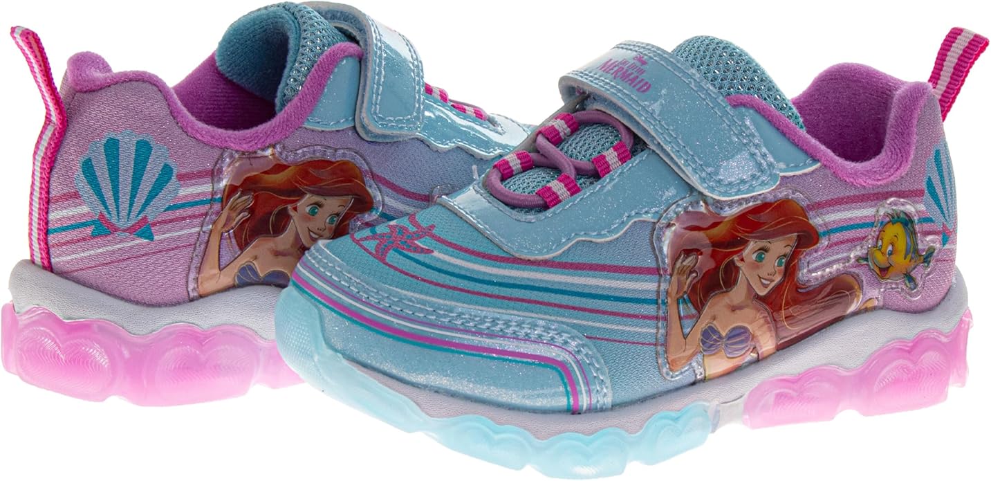 Girls Character Shoes Light Up Shoes LED Athletic Shoes for Girls Disney Princess Moana Little Mermaid Stitch Minnie Frozen Paw Patrol (Sizes: 5-10 Toddlers / 11-12 Little Kid)