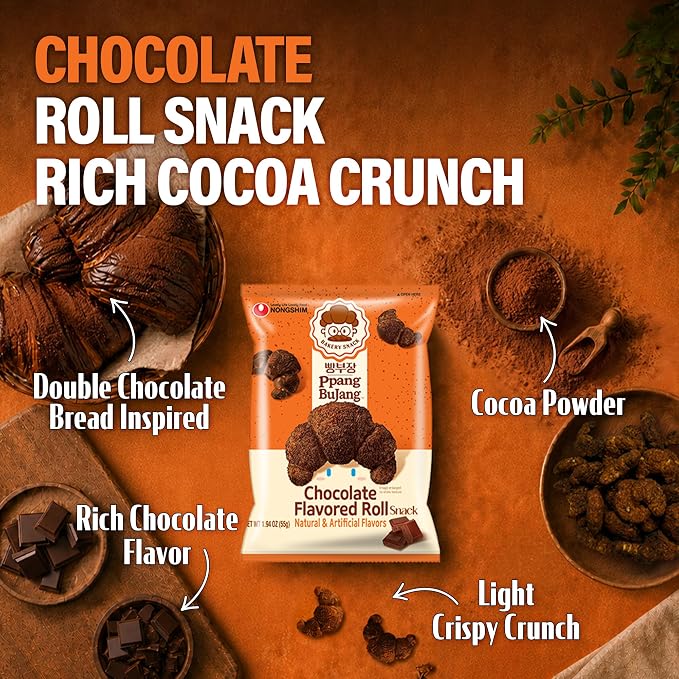Nongshim Sweet Korean Snack Variety Pack, Asian Snacks Box, 3 Count | Korean bakery-style sweet snack variety with brown rice syrup, chocolate and salted-butter profiles