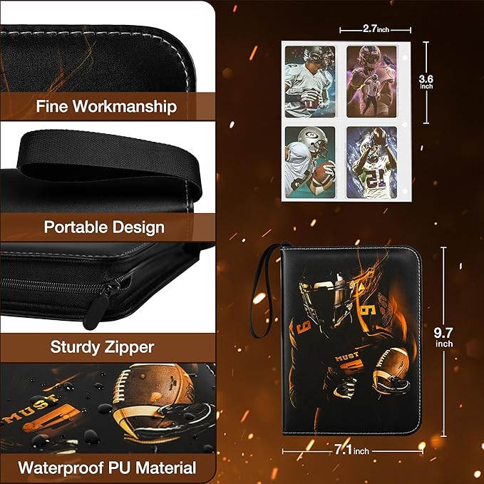 RONMONG Football Card Binder,2025-2026 Sports Trading Card with Sleeves Holder Album,440 Pockets Rugby Card Holder Sheets Display Storage Protectors for Collectors Boys and Girls Gift