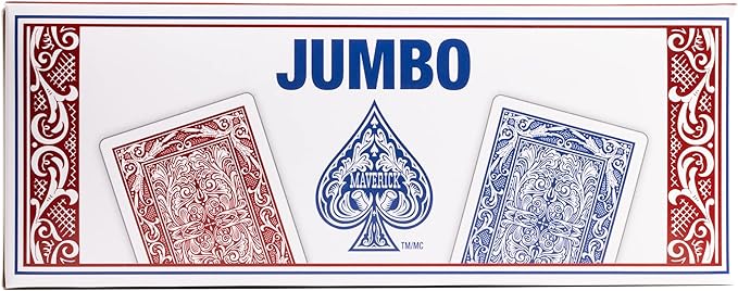 Maverick Jumbo Playing Cards 12 Pack, Large Print, Blue Deck, Bulk Playing Cards for Poker, Card Games, and Group Play