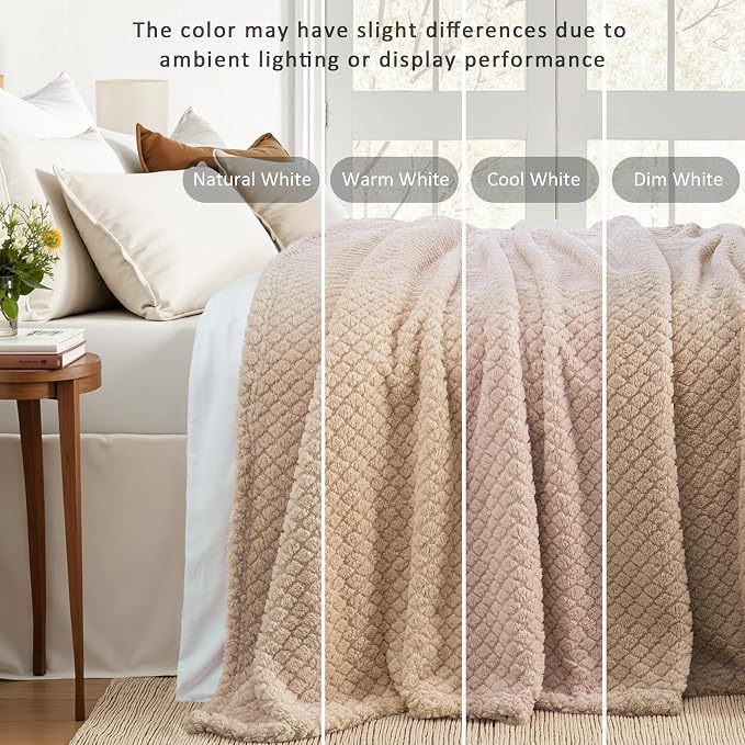 Exclusivo Mezcla Soft Fleece Twin Size Blanket for Bed, Camel | Jacquard Lightweight Cozy Bed Blanket, Breathable Decorative Fuzzy Textured All Season Use, 60x80 Inches