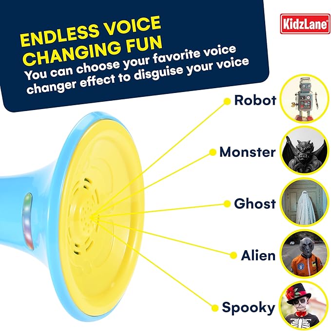 Kidzlane Voice Changer for Kids - Megaphone with LED Lights and 5 Sound Effects - Voice Changer Toy for Boys and Girls Age 5 and Up - Blue