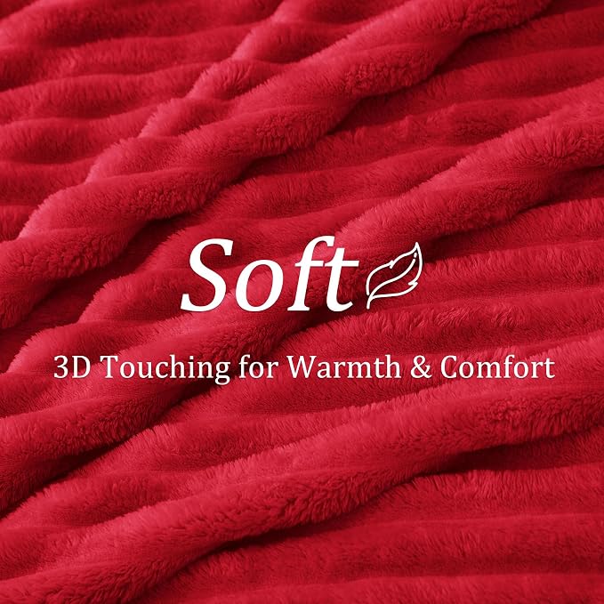 BEDELITE Ribbed King Size Blanket for Bed, Red, 108"x90" | Ultra-Soft Plush Fleece, Warm Yet Lightweight, Ribbed Texture, Home Decor, Machine Washable, Giftable, All-Season Use