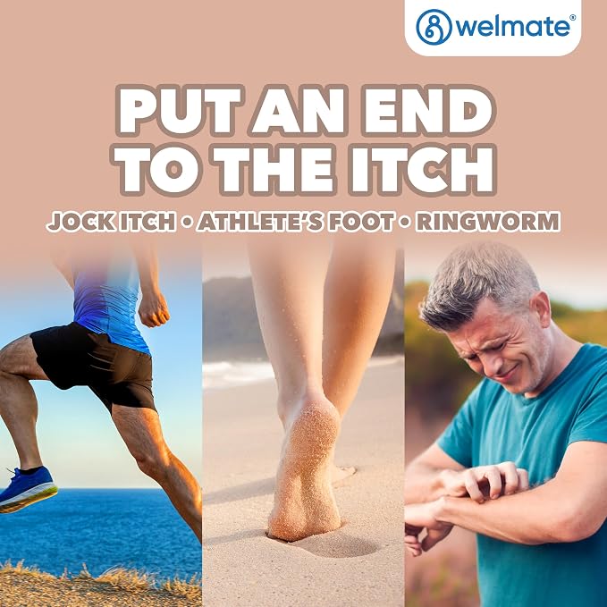 WELMATE Clotrimazole 1% Antifungal Drops, 2 Pack 0.33 fl oz Each - Athlete's Foot, Jock Itch & Ringworm Treatment, Fast-Acting, Greaseless Non-Staining, Relieves Itching, Burning & Cracked Skin