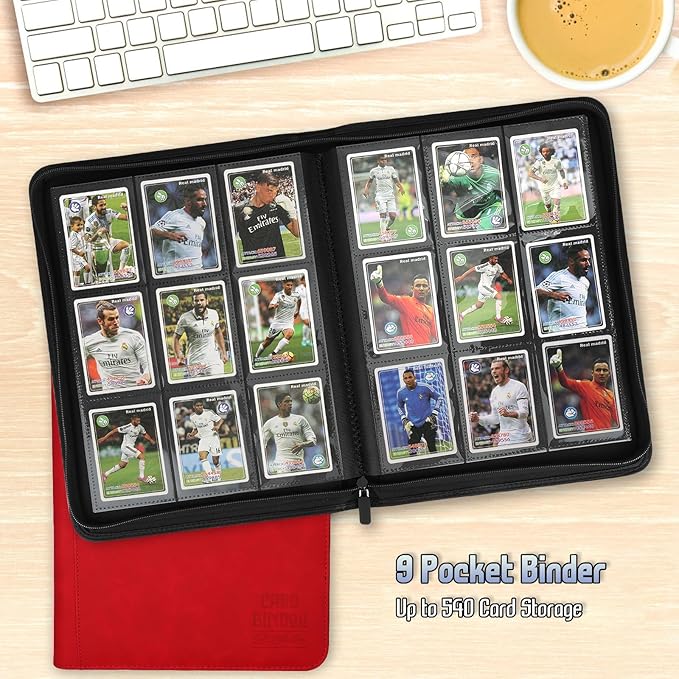Trading Card Binder, Premium 9 Pocket Double Sided 540 Pocket PU Card Collection Binder, Collectible Trading Card Albums for MTG, TCG, Sport Card, Game Cards (Red)