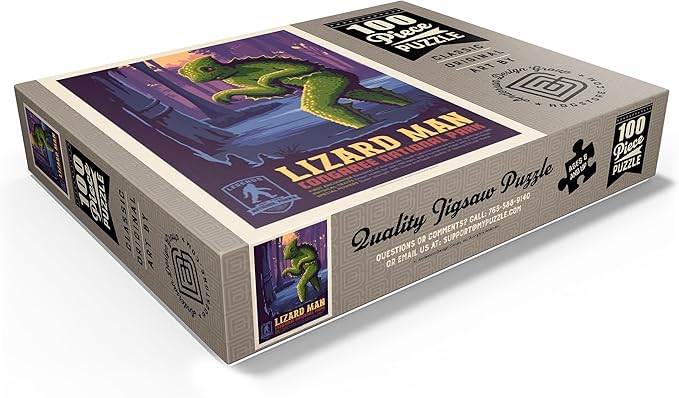 MyPuzzle Legends of The National Parks: Congaree's Lizard Man, Vintage Poster - Premium 100 Piece Jigsaw Puzzle for Adults