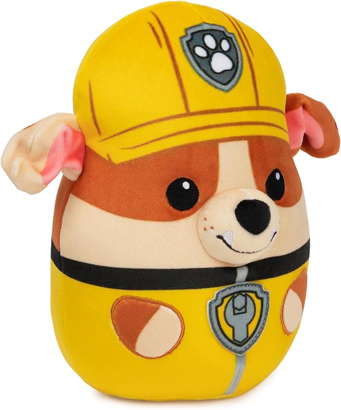 PAW Patrol Rubble Squish Plush, Official Toy from The Hit Cartoon, Squishy Stuffed Animal for Ages 1 and Up, 8”