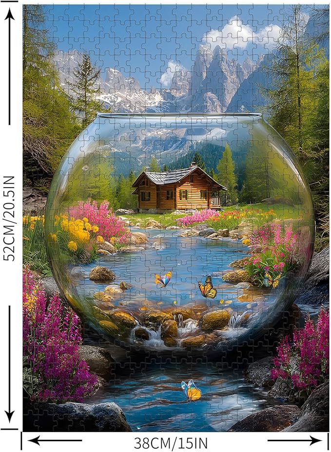 Puzzles for Adults 500 Pieces, Landscape Jigsaw Puzzles - Crystal Realm, Impossible Crystal Puzzle for Seniors Family, 20.47x14.96 inches, 1:1 Poster, Letter on The Back