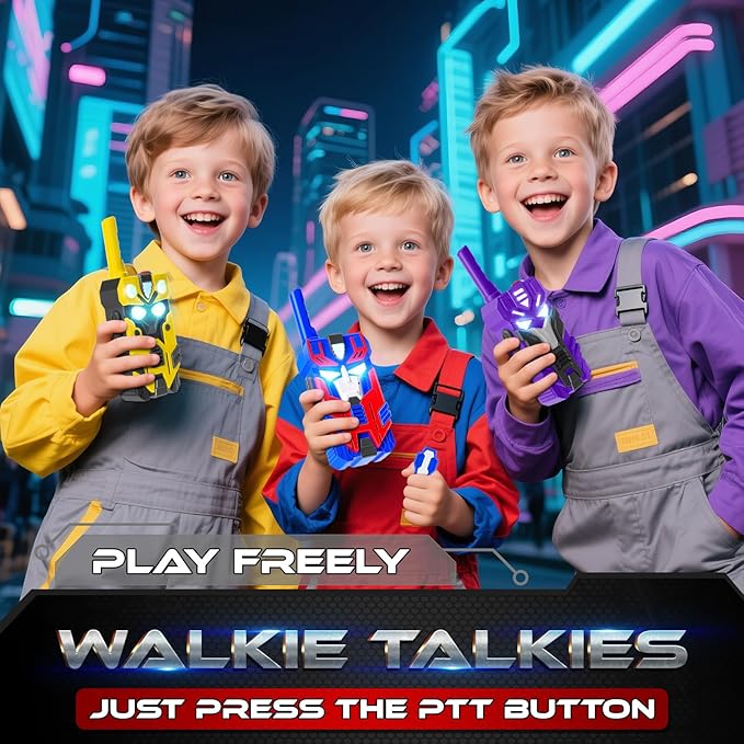 Transform Toys Walkie Talkies for Kids, 3 Pack with Cool Light-Up Eyes & 2500 FT Range, Outdoor Camping Toys, Birthday Gifts for Boys Girls Ages 3-12