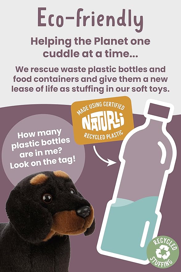 Living Nature Dachshund, Realistic Soft Cuddly Dog Toy, Naturli Eco-Friendly Plush, 8 Inches