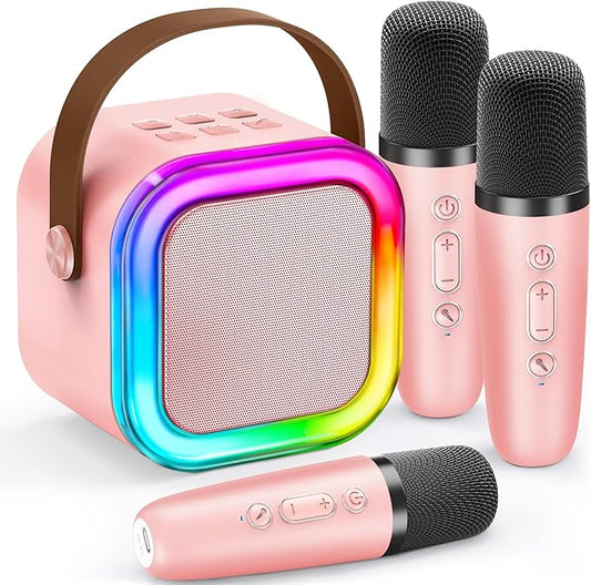 Karaoke Machine for Kids, 2026 TOP Toys Birthday Gifts Ideas for Girls Ages 4, 5, 6, 7, 8, 9, 10, 12+ Years Old, Portable Mini MP3 Player with 2 Wireless Mics for Party