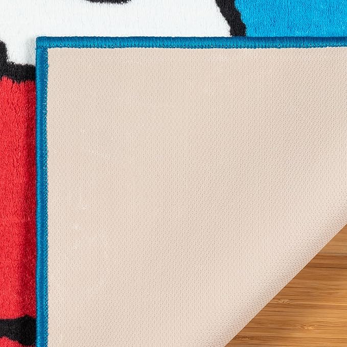 Gertmenian Peanuts Indoor Area Rug - 3x5 Small, Non-Slip, Ideal for Children in Bedroom, Game Room, Classroom, Nursery or Play Area - Snoopy, Blue/White, 28025
