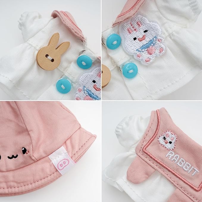 CALEMBOU Doll Clothes, Cute Macaron Animal Series Doll Clothing Suit for 15cm Vinyl Plush Dolls, Kawaii Doll Accessories Toys Gifts for Girls(Only Clothes) (Cuddly Bunny)