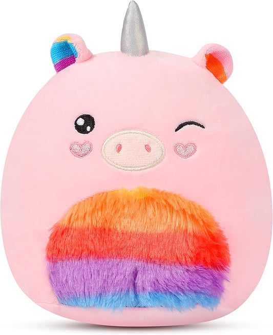 Easfan Rainbow Unicorn Plush Pillow Plush Toy, Unicorn Stuffed Animal Soft Plushie Toy for Kids Girls Birthday Valentine Gift, 8"