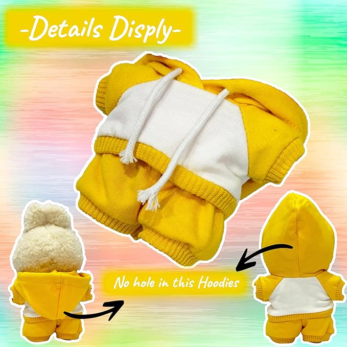 17cm Dolls Clothes,Casual Stylish Hoodies & Pants Doll Outfit Set, Stylish Doll Clothing Accessories for 17cm/15cm-Yellow