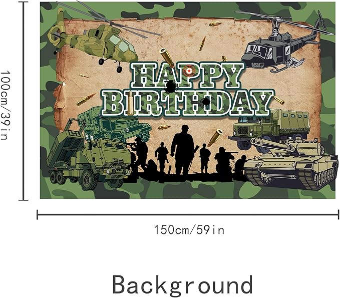 43Pcs Army Birthday Party Decorations Military Supplies Includes Soldier Balloons- Banner-Cake Topper-Cupcake Toppers-Army Soldier Backdrop for Camo Birthday Party Decorations