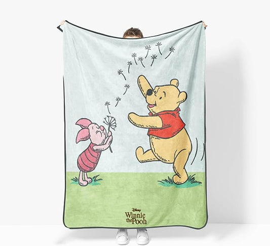 Jay Franco Kids Plush Throw Blanket – Soft & Cozy Fleece Throw for Bedroom & Couch Décor, Official Licensed Product, Multi - Winnie The Pooh, 46x60 - Throw Blanket