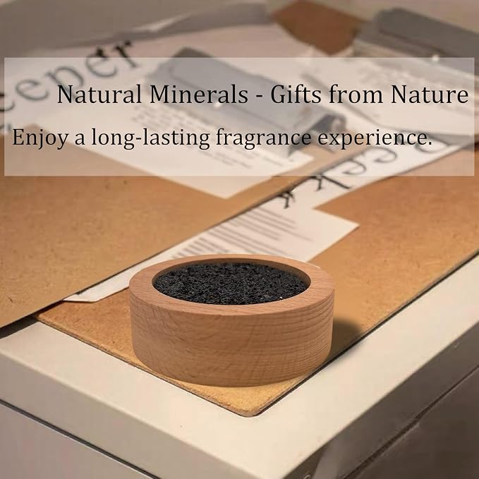 Passive Diffuser Lava Rock Natural Set Essential Oil Aromatherapy Stone for Home, Office, Car & Gifts - Compact Wood Bas (2)