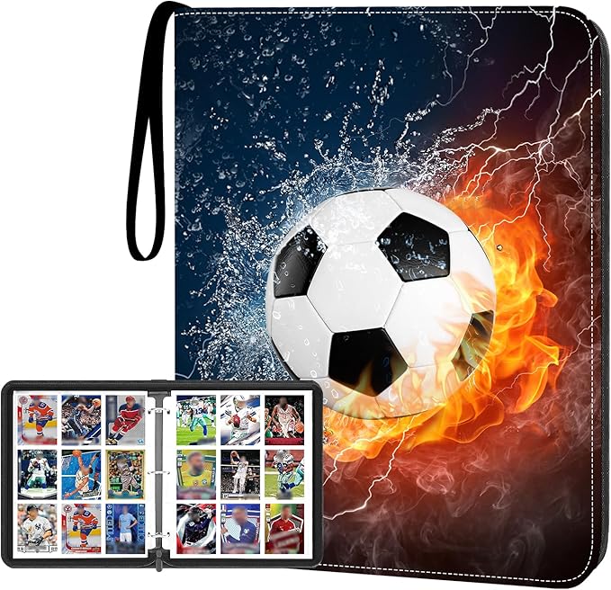 Trading Card Binder with Sleeve, 900 Pockets Soccer Card Binder Sports Cards Storage Organizer for Football Baseball or Game Trading Cards with 50 Removable Sleeves Cards Collector Album