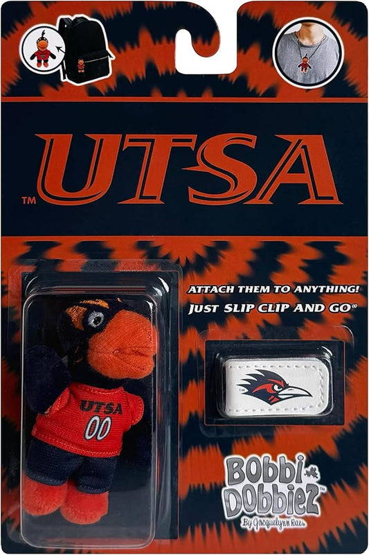 Bobbi-Dobbiez Attachable Plushie UTSA Rowdy Mascot – Attaches to Backpacks, Bags, Shoes, Water Bottles, and More