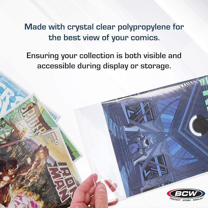 BCW Current Comic Bags (400 Pack) – Acid-Free BCW Comic Book Bags for Modern Comics | Crystal Clear Comic Book Sleeve Protection | 6 7/8 x 10 1/2