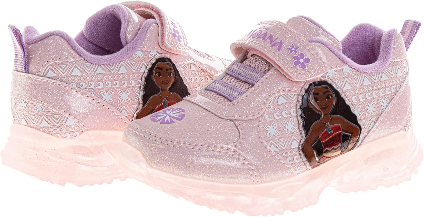 Girls Character Shoes Light Up Shoes LED Athletic Shoes for Girls Disney Princess Moana Little Mermaid Stitch Minnie Frozen Paw Patrol (Sizes: 5-10 Toddlers / 11-12 Little Kid)
