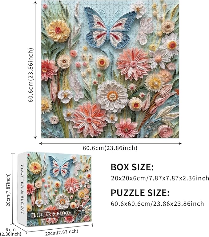 Puzzle 1000 Piece for Adults Jigsaw Featuring Aesthetic Home Decoration Unique Gift for Cat Lovers Premium Large Puzzle for Family Fun (Flutter&Bloom Puzzles-1000pcs)