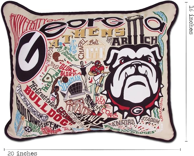 Catstudio Throw Pillow, University of Georgia Embroidered Pillow - Collegiate Decorative Pillows for UGA Fans for Graduation, Game Day, Alums and Parents