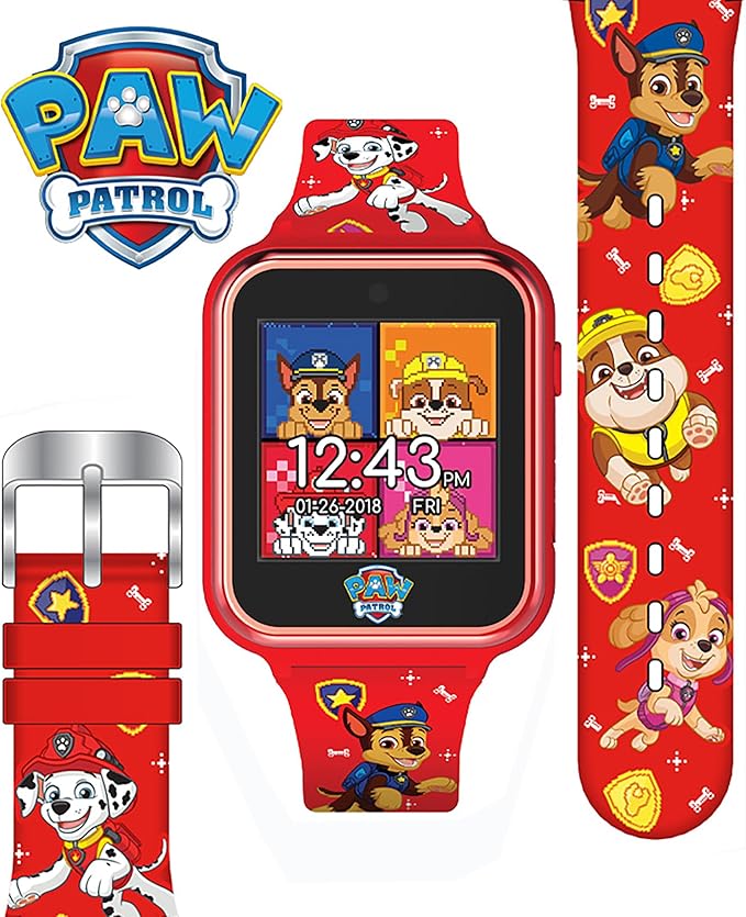 Accutime Paw Patrol Smart Watch with Camera for Kids and Toddlers - Interactive Smartwatch for Boys & Girls Featuring Games, Voice Recorder, Calculator, Pedometer, Alarm, Stopwatch, with USB Cable