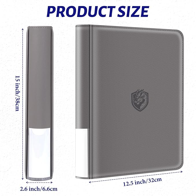 Toploader Binder Holds 324 Toploaders - 20 Toploaders|Waterproof PU Leather + Anti-Yellowing PP Inserts | Ridge Tab Sorting Portable top loader binder for cards(For Sports/Game Cards)