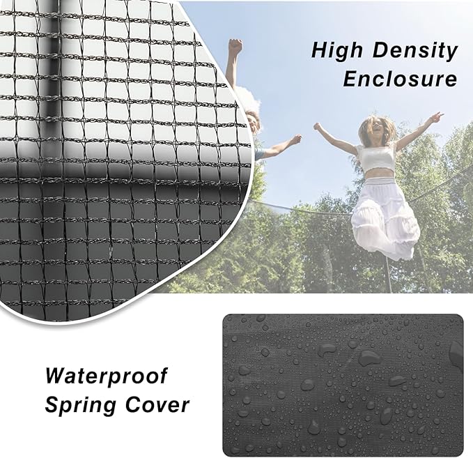 AOTOB 8×12 FT ，8×14 FT Rectangle Trampoline - Perfect Outdoor Large Trampolines for Kids - Gymnastics Style Trampoline with Enclosure Net - Supports Up to 440 lbs