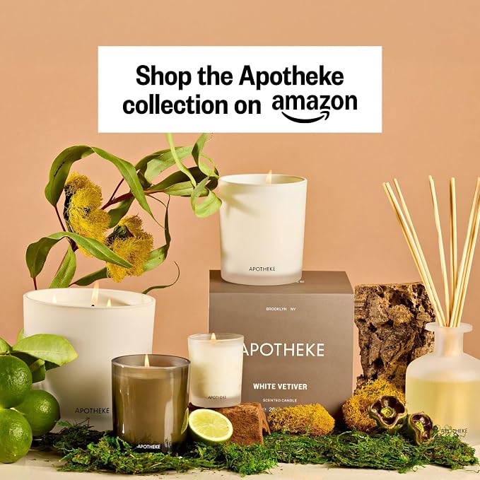 Apotheke 3-Wick Scented Candles for Home, White Vetiver - 26 oz Soy Wax Jar Candle Gift for Women - Long-Lasting Fragrance with Perfume-Grade Essential Oils - Sandalwood, Eucalyptus & Vetiver