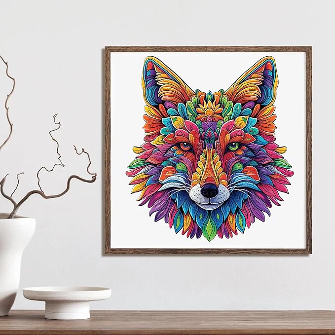 Qiuenisray Wooden Puzzles for Adults, Wolf Jigsaw Puzzles 200 Pieces, FSC Certified Unique Shape Animal Adult Puzzles, Christmas Puzzle Gift for Family Game 10.2x11.2 in