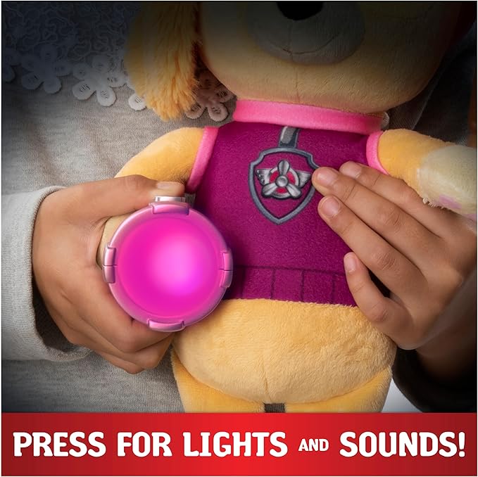 Paw Patrol, Snuggle Up Skye Plush with Flashlight and Sounds, for Kids Aged 3 and Up