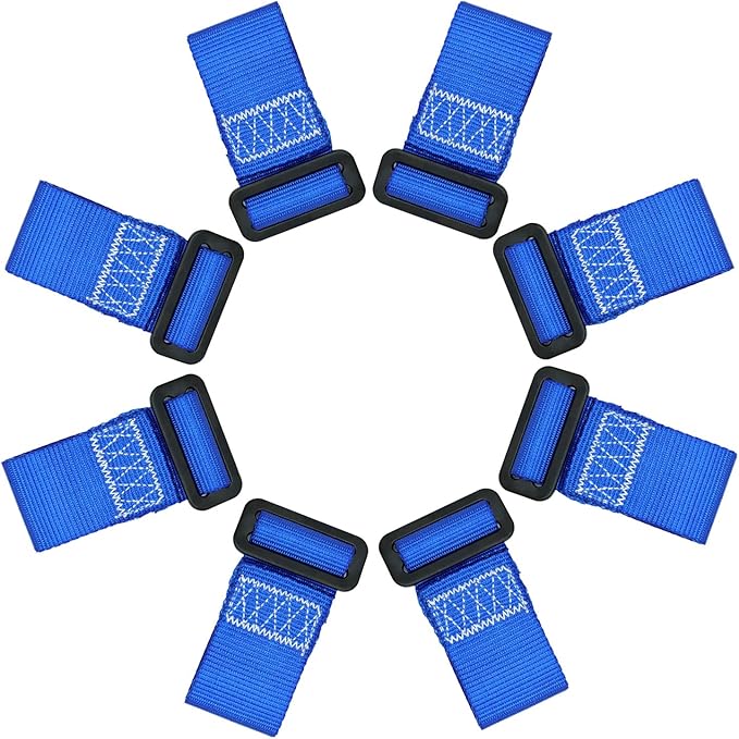 Rainbow Craft Ninja Slackline Buckle Straps - 8pc Removable Hanging Loops for Ninja Obstacle Course Training, Attaching Ninja Obstacle Accessories - Durable Buckle Straps - Blue Color