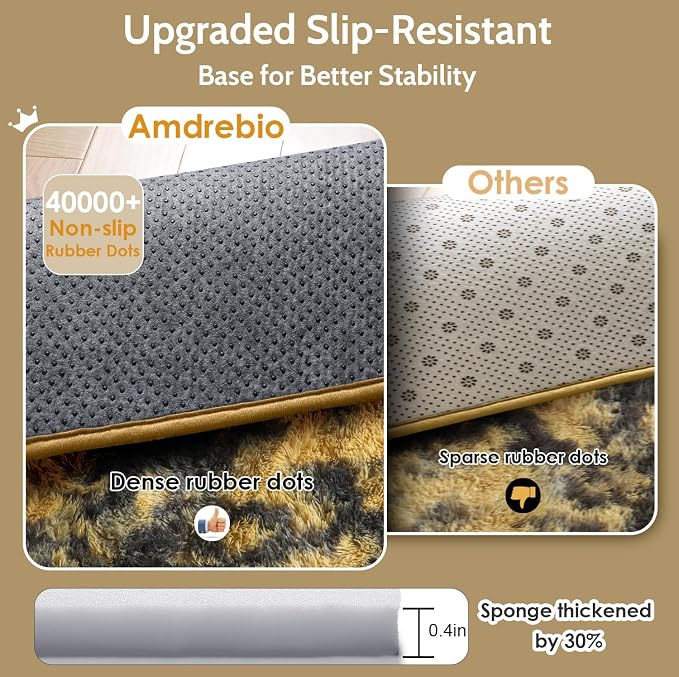 Amdrebio Black Gold Grey Fluffy Area Rug 5x7 for Bedroom Living Room Dorm | Fuzzy Plush Fuzzy Mustard Yellow Leopard Cheetah Carpet, Classroom Men Cave Bedside Office Playroom Decor, Baby Kids Corner