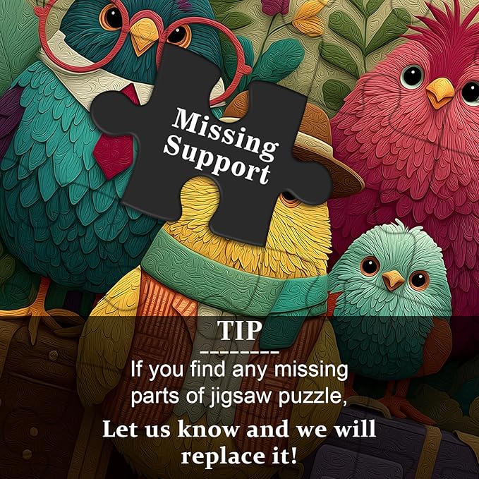 Bird Puzzles for Adults 1000 Pieces, Cute Bird Flower Garden Quilt Puzzle, Funny Floral Jigsaw Puzzle with Animal,Patchwork Challenging Puzzles for Adults